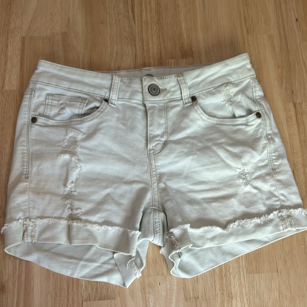 White jean shorts